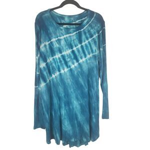 Lane Bryent Livi Long Sleeve Tie Dye Top 18/20L Womens Plus Size Blue White